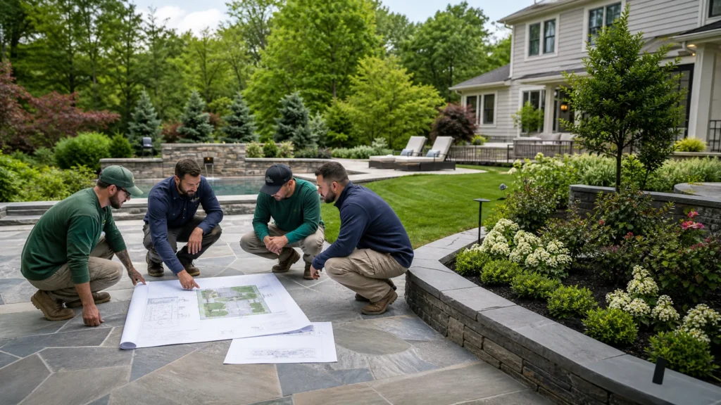 Design-Build Landscaping vs Hiring Separate Contractors: Which Is Better? with a finished residential outdoor space by NMS Landscapes.