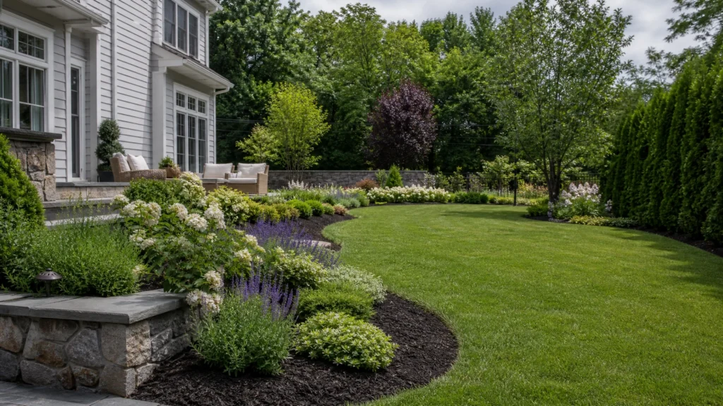 Low-Maintenance Landscape Design Ideas for Northern NJ Homes with a finished residential outdoor space by NMS Landscapes.