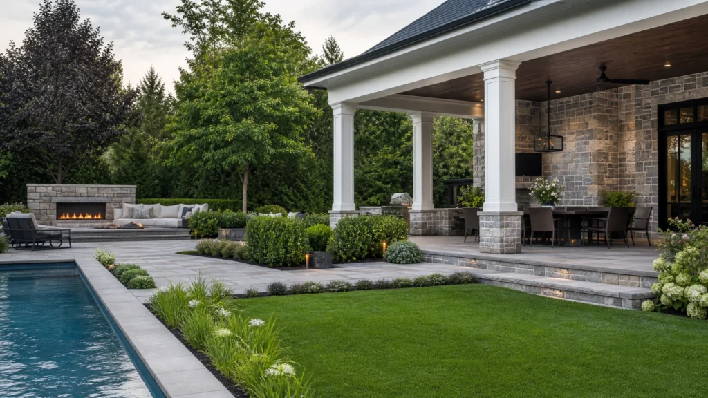 Best Landscape Upgrades for High-End Bergen County Homes with a finished residential outdoor space by NMS Landscapes.