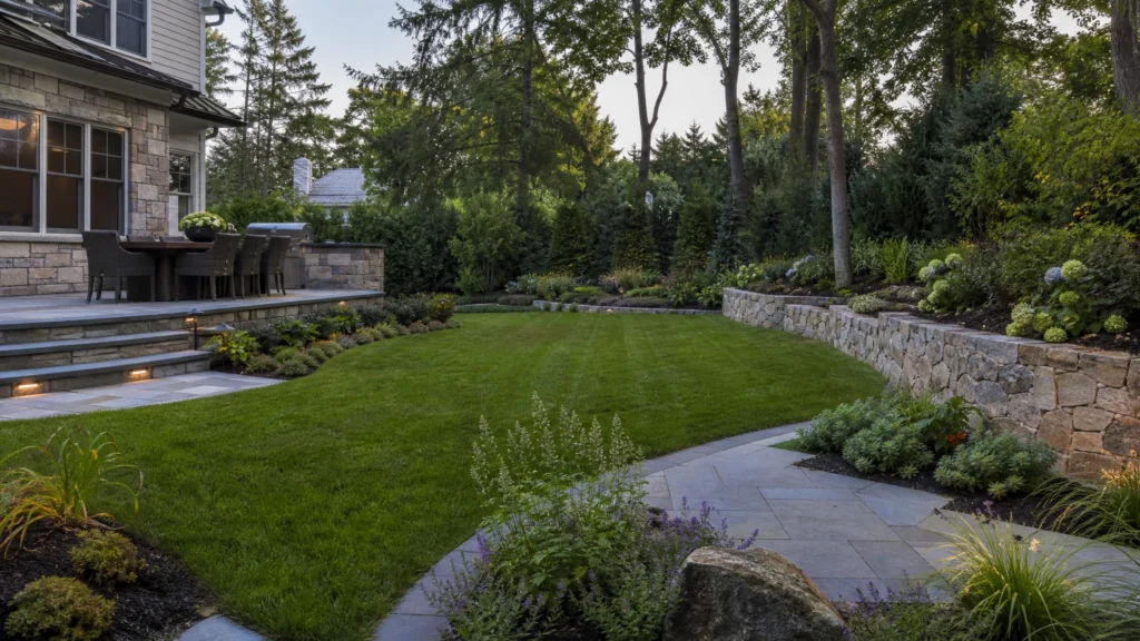 Landscape Design Considerations for Ridgewood, Franklin Lakes, Wyckoff, and Mahwah Homes with a finished residential outdoor space by NMS Landscapes.