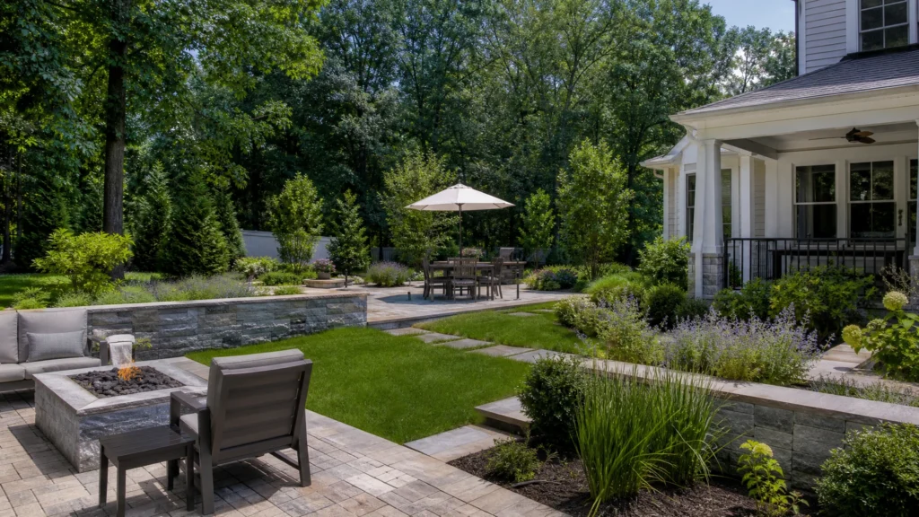 Questions to Ask Before Getting a Hardscape or Landscape Estimate with a finished residential outdoor space by NMS Landscapes.